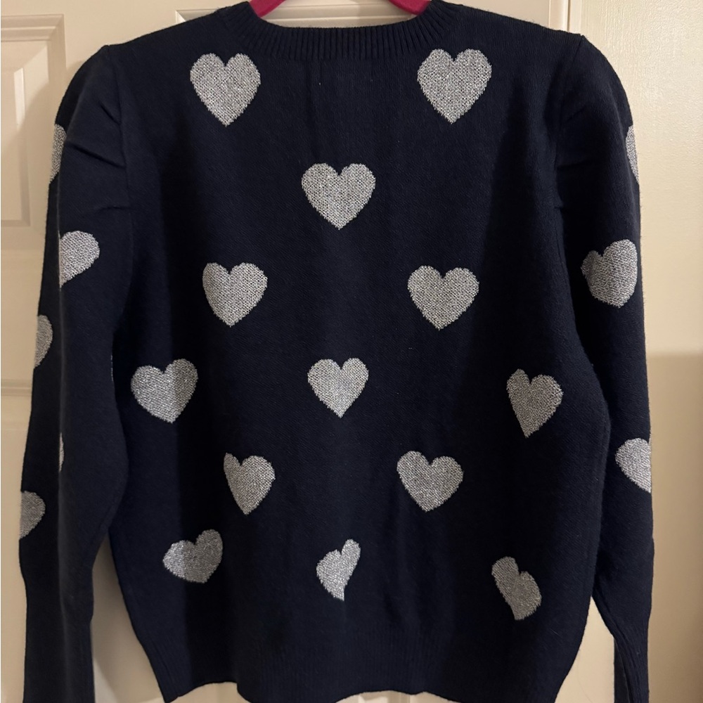 Sugarlips Navy Sweater with Silver Hearts